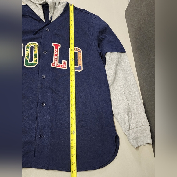 Polo Ralph Lauren Men's Navy Logo Graphic Baseball Hooded T-Shirt Size M - Picture 14 of 15